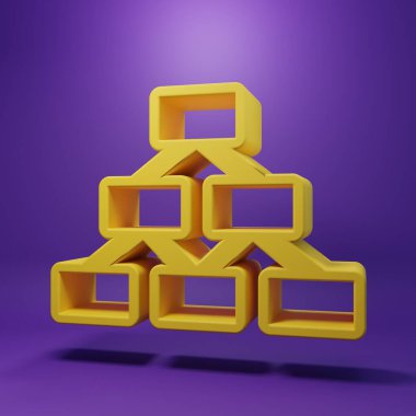 Sarı İş Hiyerarşisi organizogram grafiksel bilgi simgesi mor arkaplanda izole edildi. Kurumsal yapı grafik elementleri. Minimalizm kavramı. 3 Boyutlu resimleme.