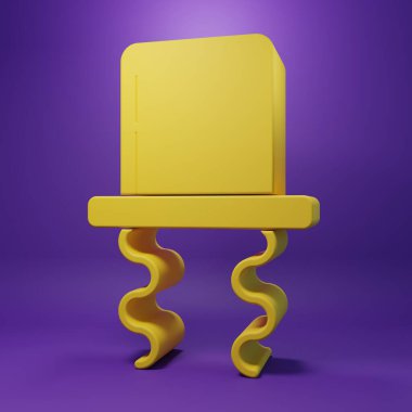 Sarı Ortodoks Yahudi şapkası ve mor arka planda izole edilmiş kenar mahalle simgesi. Geleneksel giyinmiş Yahudi erkekler. Yahudilik sembolleri. Minimalizm kavramı. 3 Boyutlu resimleme.