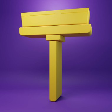 Mor arkaplanda izole edilmiş pencere simgesi için kauçuk temizleme hizmeti. Silecek, kazıyıcı, silecek. Minimalizm kavramı. 3 Boyutlu resimleme.