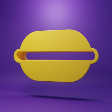 Sarı makarna kurabiye ikonu, mor arkaplanda izole edilmiş. Makarna tatlı fırın. Minimalizm kavramı. 3 Boyutlu resimleme.