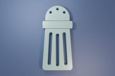 Mor-mavi arkaplanda gri tuz simgesi izole edildi. Yemek pişirme baharatları. Minimalizm kavramı. 3 Boyutlu resimleme.