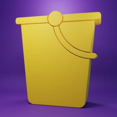 Sarı Kova simgesi mor arkaplanda izole edildi. Minimalizm kavramı. 3 Boyutlu resimleme.