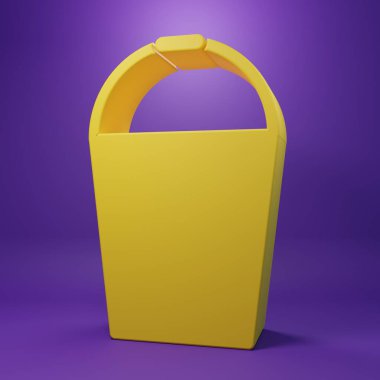 Sarı Kova simgesi mor arkaplanda izole edildi. Minimalizm kavramı. 3 Boyutlu resimleme.