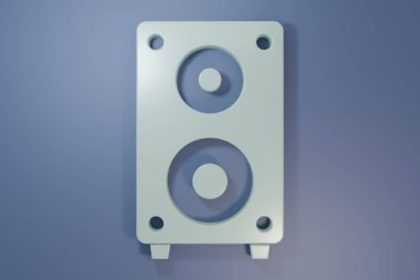 Gri Stereo hoparlör ikonu mor-mavi arkaplanda izole edildi. Ses sistemi hoparlörleri. Müzik ikonu. Müzikal sütun hoparlörü. Minimalizm kavramı. 3 Boyutlu resimleme.