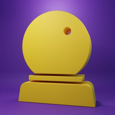 Sarı Sihirli Top simgesi mor arkaplanda izole edildi. Kristal küre. Minimalizm kavramı. 3 Boyutlu resimleme.