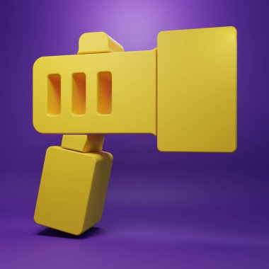 Mor arkaplanda izole edilmiş dalgıç simgesi için sarı fener. Su altı ekipmanları. Minimalizm kavramı. 3 Boyutlu resimleme .