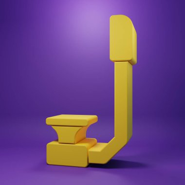 Sarı Şnorkel simgesi mor arkaplanda izole edildi. Su altı ekipmanları. Minimalizm kavramı. 3 Boyutlu resimleme .