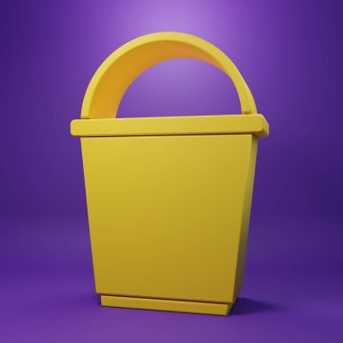 Sarı Kova simgesi mor arkaplanda izole edildi. Minimalizm kavramı. 3 Boyutlu resimleme .