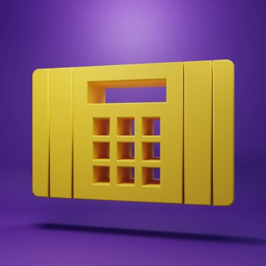 Sarı Dinamit Bomba İmha Simgesi mor arka planda izole edildi. Saatli bomba - patlama tehlikesi kavramı. Minimalizm kavramı. 3 Boyutlu resimleme .