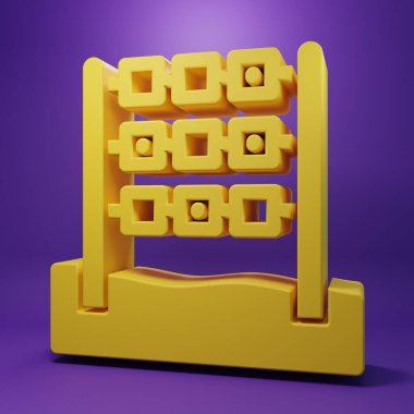 Sarı Tic tac parmak oyunu simgesi mor arkaplanda izole edildi. Minimalizm kavramı. 3 Boyutlu resimleme .