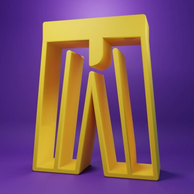 Sarı Pantolon simgesi mor arkaplanda izole edildi. Pantolon imzası. Minimalizm kavramı. 3 Boyutlu resimleme.