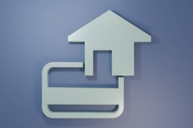 Gri kredi kartı simgesi mor-mavi arka planda izole edildi. Çevrimiçi ödeme. Nakit çekilmesi. Finansal operasyonlar. Alışveriş tabelası. Minimalizm kavramı. 3 Boyutlu resimleme.