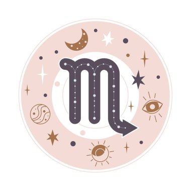 Akrep burcu işareti vektörü Zodiac astroloji elementi. Logo için esrarengiz sembol.