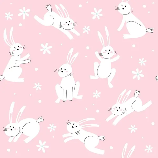 Пасхальный Кролик Моде Минималистские Праздничные Персонажи Милые Стилизованные Кролики Фон — стоковый вектор