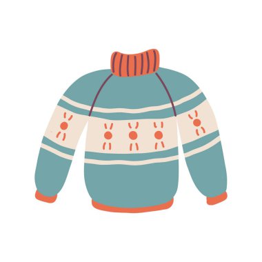 Sonbahar süveteri, güzel bir el çizimi mevsimlik nesne. Düz biçimli vektör illüstrasyonu