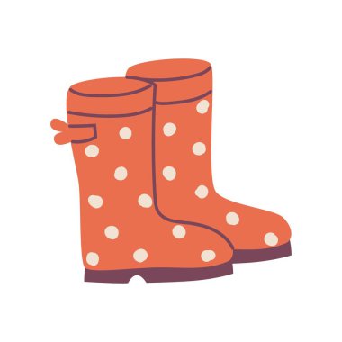 Sonbahar lastik çizmeleri, güzel el çizmeleri mevsimlik nesneler. Vektör illüstrasyonu düz biçimi
