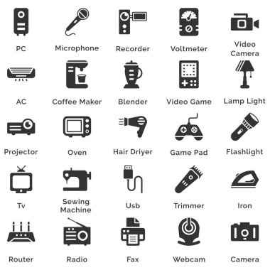 Electronic devices icon set (Grey Version)
