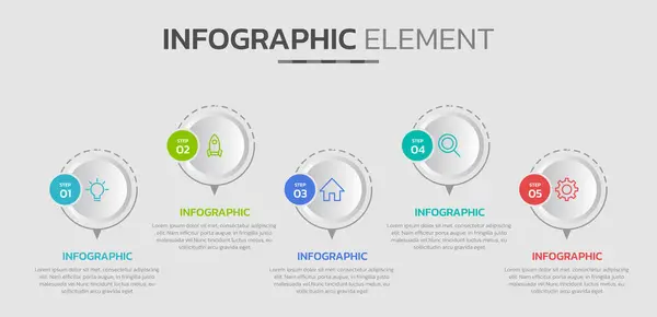 Cronología Creativa Elemento Diseño Infográfico — Vector de stock