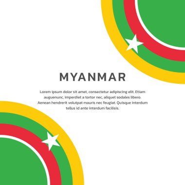 Myanmar bayrak şablonu, renkli illüstrasyon 