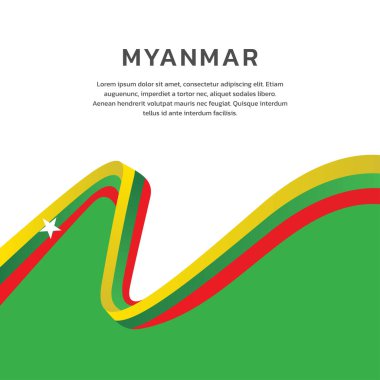Myanmar bayrak şablonu, renkli illüstrasyon 