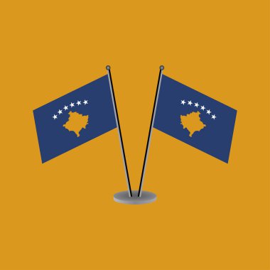 Kosova Bayrak Şablonu ve Renkli Görüntü 