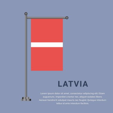 Letonya Bayrak Şablonu, Renkli Vektör İllüstrasyonu
