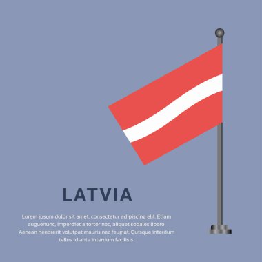 Letonya Bayrak Şablonu, Renkli Vektör İllüstrasyonu