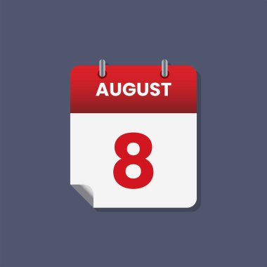 Takvim tarihi ay simgesi düz Ağustos vektörü