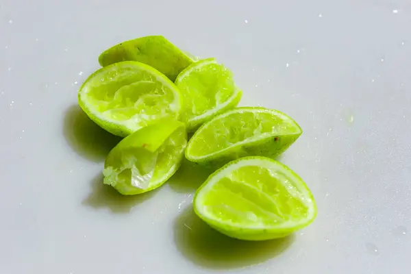Used lemon peel on white background, Fresh seasoning of Thailand, limes peel
