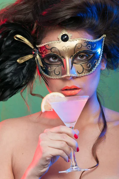Mujer Con Máscara Carnaval Colorido —  Fotos de Stock