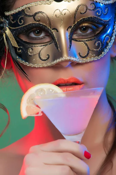 Donna Con Maschera Colorata Carnevale — Foto Stock