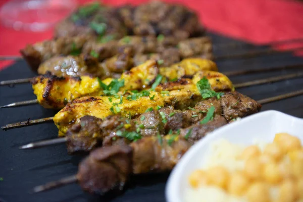 Delicious Moorish Skewers Based Beef Chicken — Stock Photo, Image