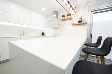 modern kitchen perfectly equipped with its appliances in a house