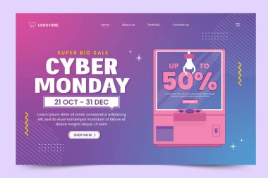 Siber Pazartesi iniş sayfası şablonu basit ve zarif tasarımı özelleştirmesi kolay