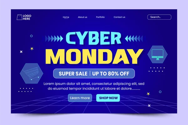 stock vector Cyber Monday landing page design template easy to customize simple and elegant design