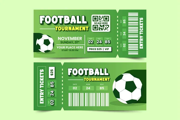 Voetbal Toernooi Sport Event Ticket Ontwerp Sjabloon Gemakkelijk Aan Passen — Stockvector