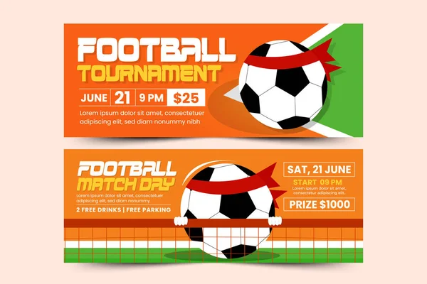 Football Tournament Sport Event Banner Design Template Field Ball Feel — Stock Vector