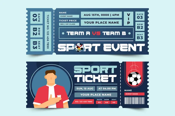 Turniej Piłki Nożnej Wydarzenie Sportowe Szablon Bilet Projektowania Łatwe Dostosowania — Wektor stockowy
