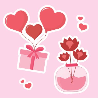 Gift Valentine day element collections flat illustration simple and elegant vector design