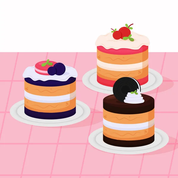 Party Dessert Cake Set Illustration Treats Create Pleasant Delicious Atmosphere — Stock Vector