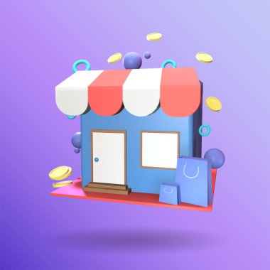 Mor arkaplanda izole edilmiş 3D depolama simgesi. Tasarımınız için basit ve zarif nesneler.