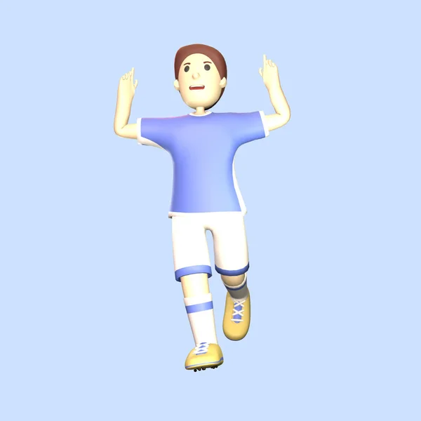 Człowiek Piłkarz Renderowane Ilustracji Izolowane Niebieskim Tle Prosty Elegancki Cel — Zdjęcie stockowe