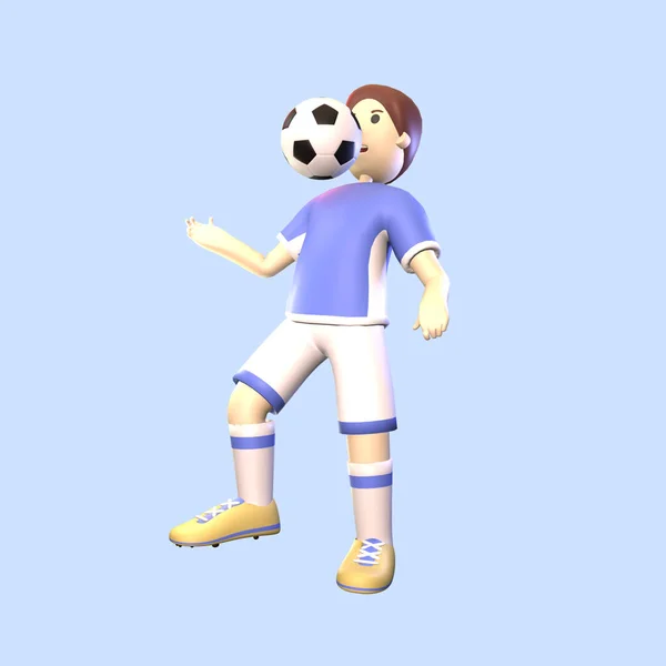 Jugador Fútbol Hombre Renderizado Ilustración Aislada Fondo Azul Simple Elegante — Foto de Stock