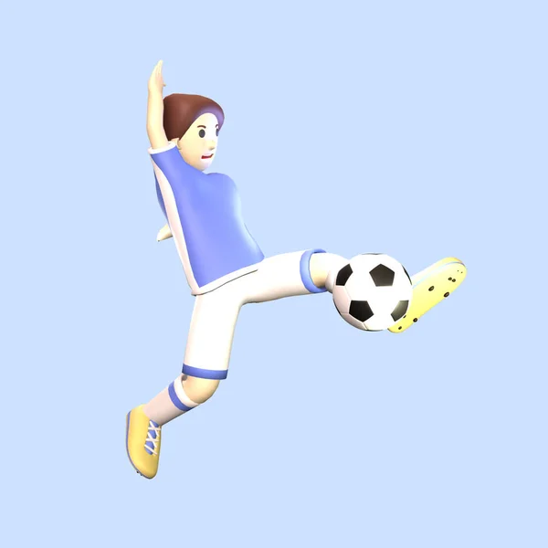 Człowiek Piłkarz Renderowane Ilustracji Izolowane Niebieskim Tle Proste Eleganckie Otrzymać — Zdjęcie stockowe