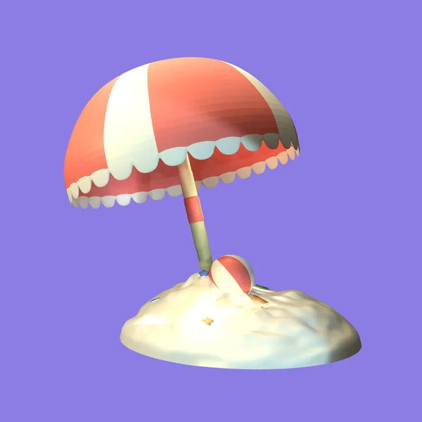 Letní Plážový Deštník Ikona Vykreslené Izolované Fialovém Pozadí Jednoduché Elegantní — Stock fotografie