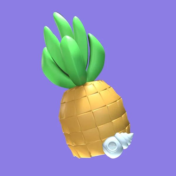 Summer Pineapple Icon Rendered Isolated Purple Background Simple Elegant Objects — Stock Photo, Image