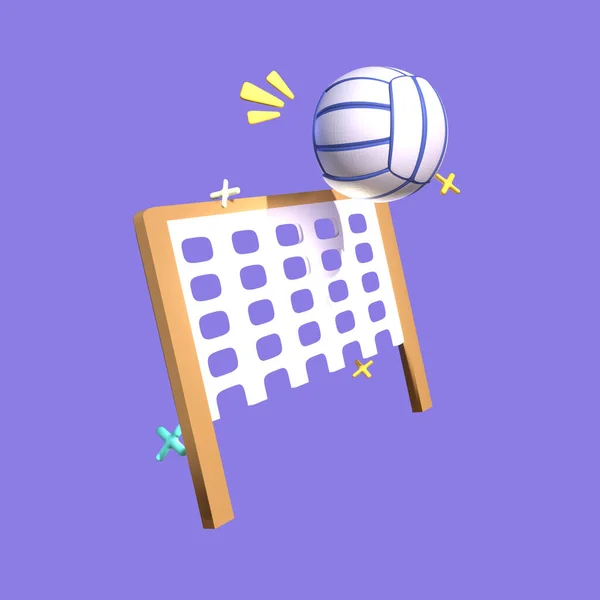 Іконка Літнього Пляжного Волейболу Відображається Фіолетовому Фоні Прості Елегантні Єкти — стокове фото
