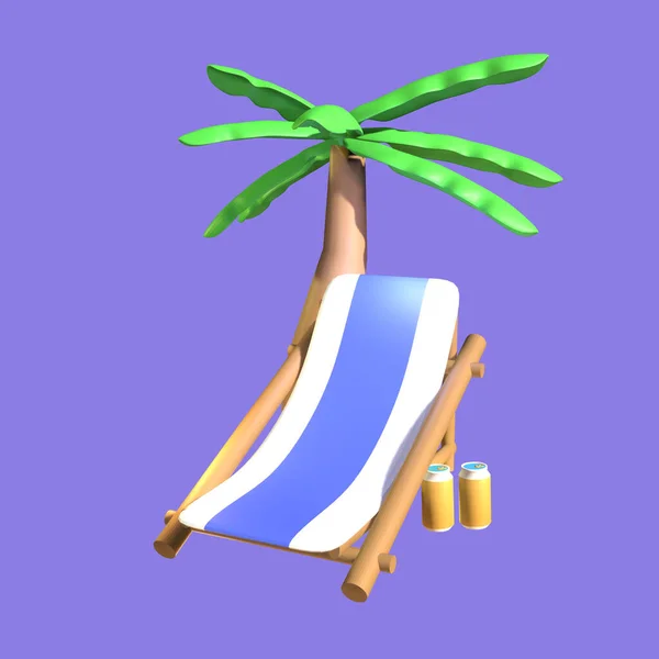 Літній Пляжний Стілець Ізольований Фіолетовому Фоні Прості Елегантні Єкти Вашого — стокове фото