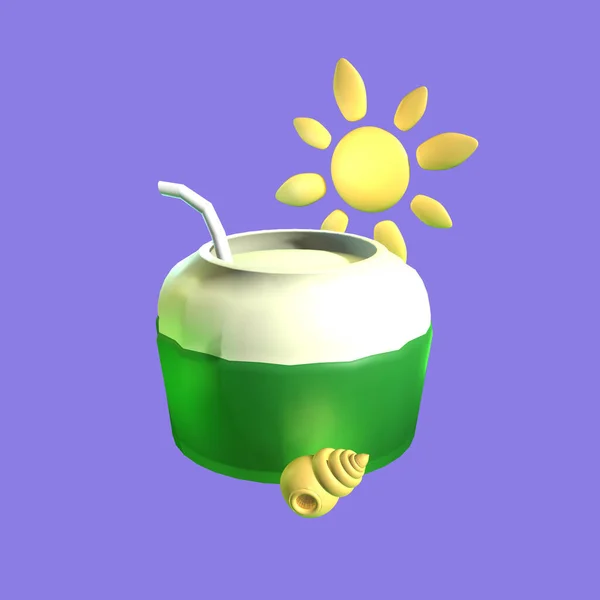 Sommer Kokosnuss Symbol Isoliert Auf Dem Violetten Hintergrund Einfache Und — Stockfoto