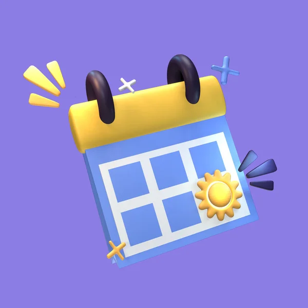 Das Sommerkalender Symbol Wird Isoliert Auf Dem Violetten Hintergrund Dargestellt — Stockfoto